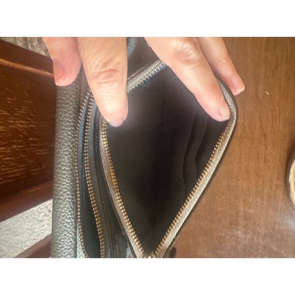 Coach Triple Pebble Zip Wallet Clutch Wristlet Blue Gray Women's EUC - Picture 7 of 10